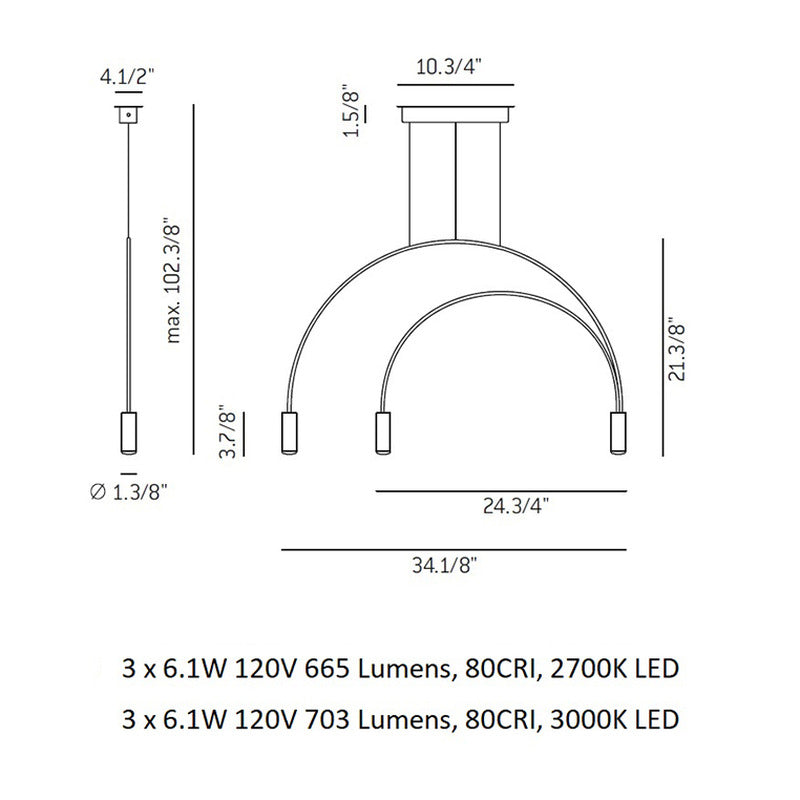 Volta Triple Pendant Light