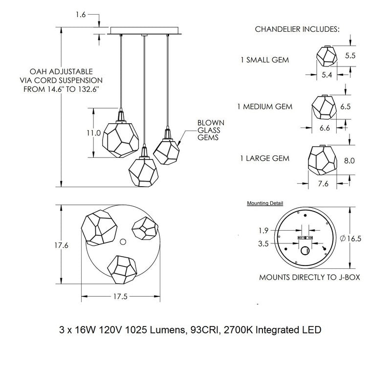 Gem Round Multi-Light Pendant Light