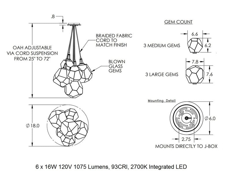 Gem Cluster Pendant Light