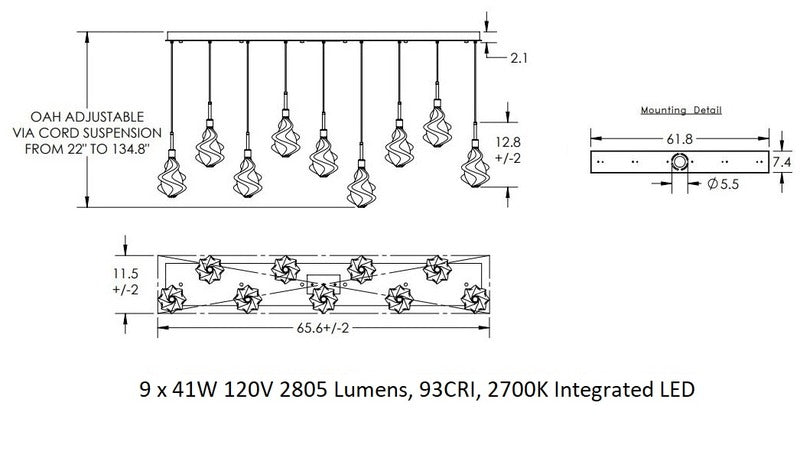 Blossom Linear Multi-Light Pendant Light