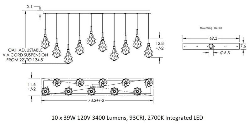 Blossom Linear Multi-Light Pendant Light