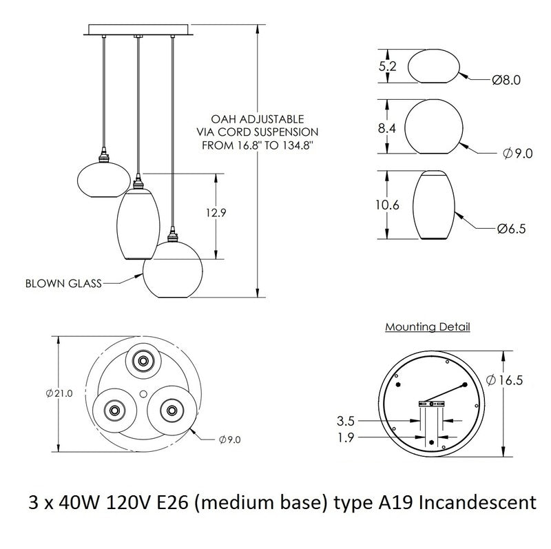 Misto Round Multi-Light Pendant Light