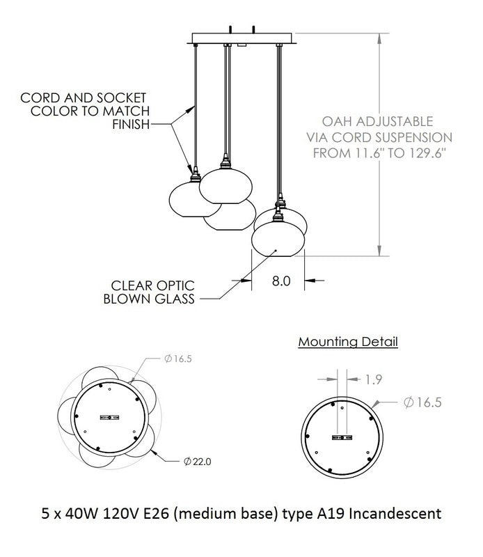 Coppa Round Multi-Light Pendant Light