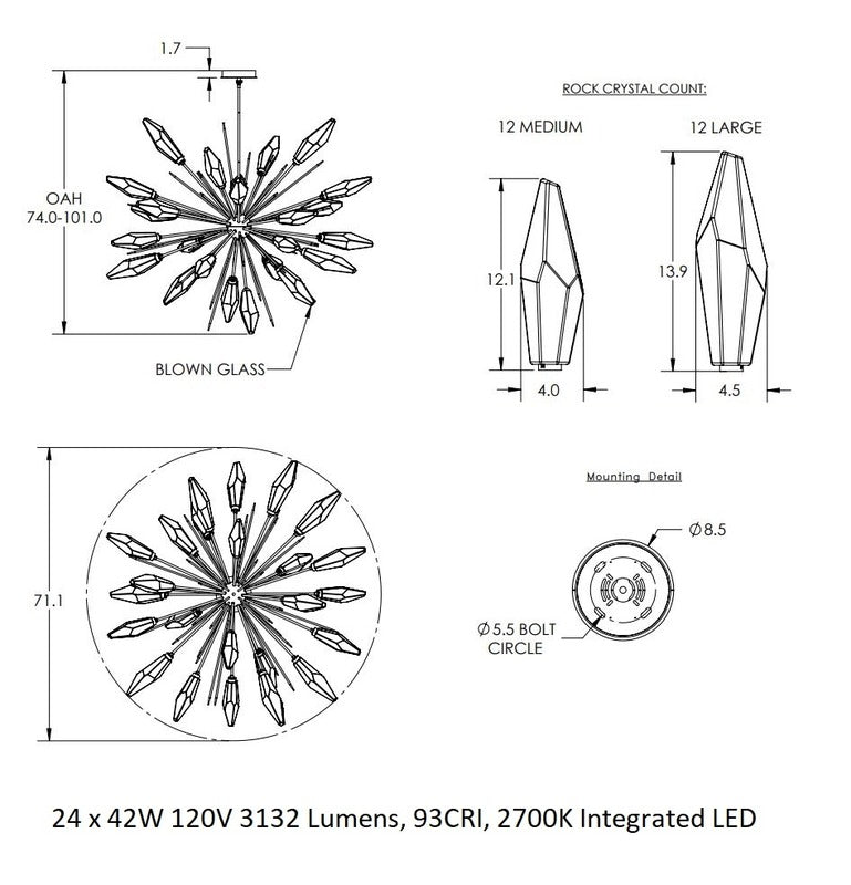 Rock Crystal Large Starburst Chandelier