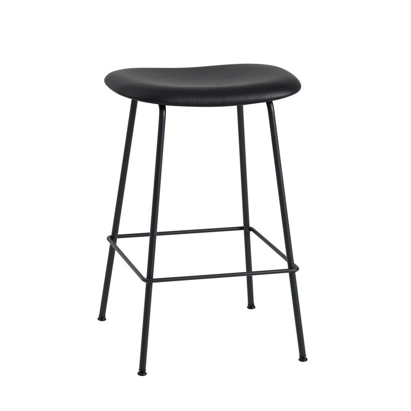 Fiber Upholstered Backless Stool with Tube Base