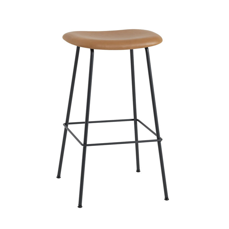 Fiber Upholstered Backless Stool with Tube Base