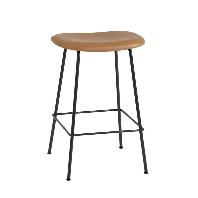 Fiber Upholstered Backless Stool with Tube Base