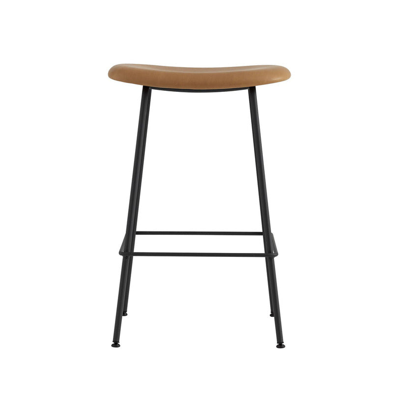 Fiber Upholstered Backless Stool with Tube Base