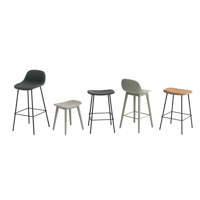 Fiber Upholstered Backless Stool with Tube Base