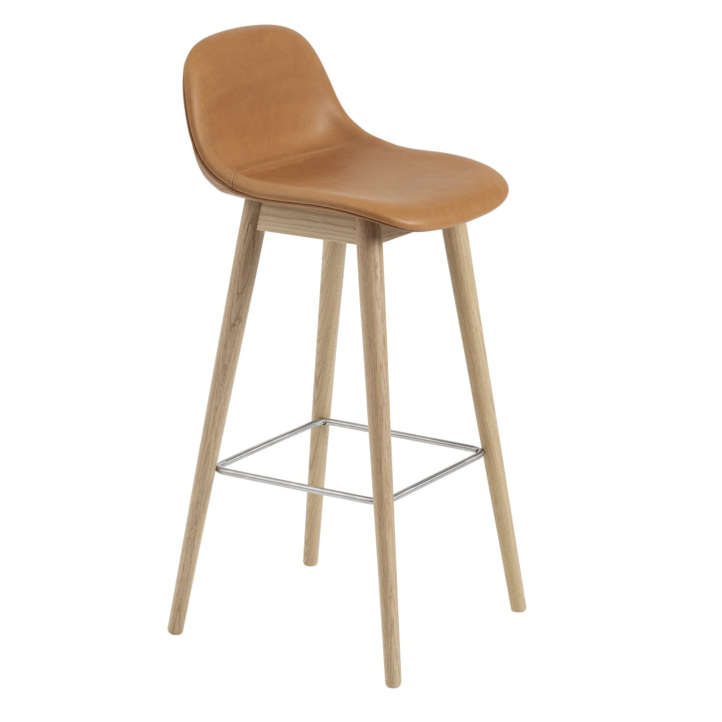 Fiber Upholstered Backrest Stool with Wood Base