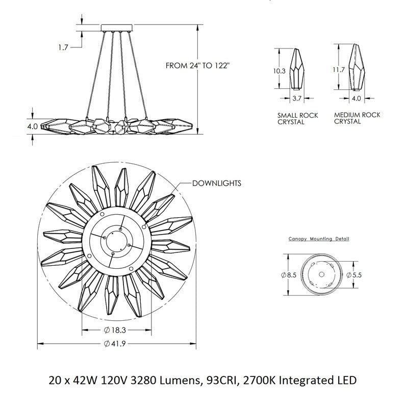 Rock Crystal Radial Ring Chandelier