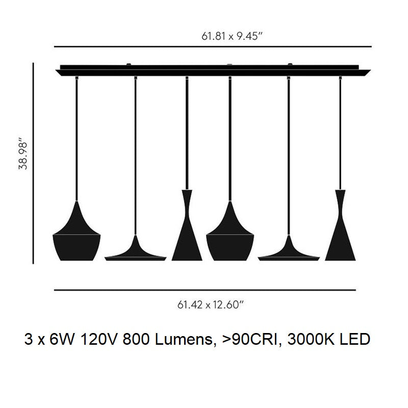 Beat Large Linear Multi-Light LED Pendant Light