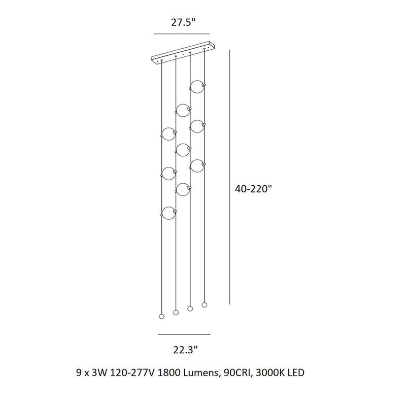 Abacus 9 Light Ceiling-to-Floor LED Pendant Light