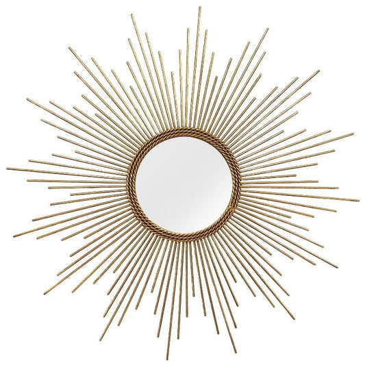 26" Round Gold Metal Sunburst Framed Wall Mirror - Novus Decor Wall Decor