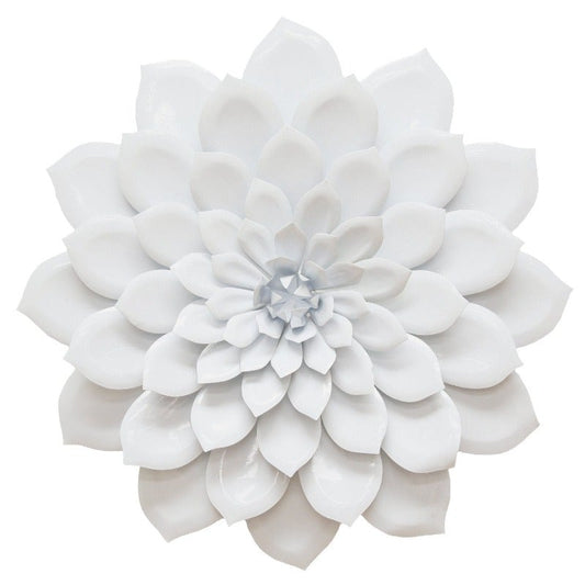 Shining White Metal Flower Wall Decor - Novus Decor Wall Decor