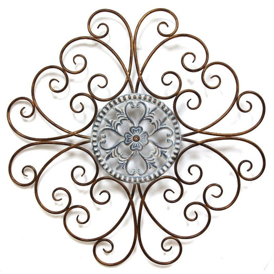 Elegant Scroll Medallion Metal Wall Decor - Novus Decor Wall Decor