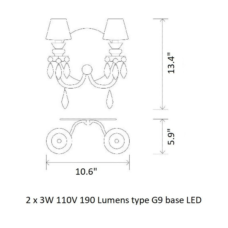 Belle de Nuit 2 Lights Wall Sconce