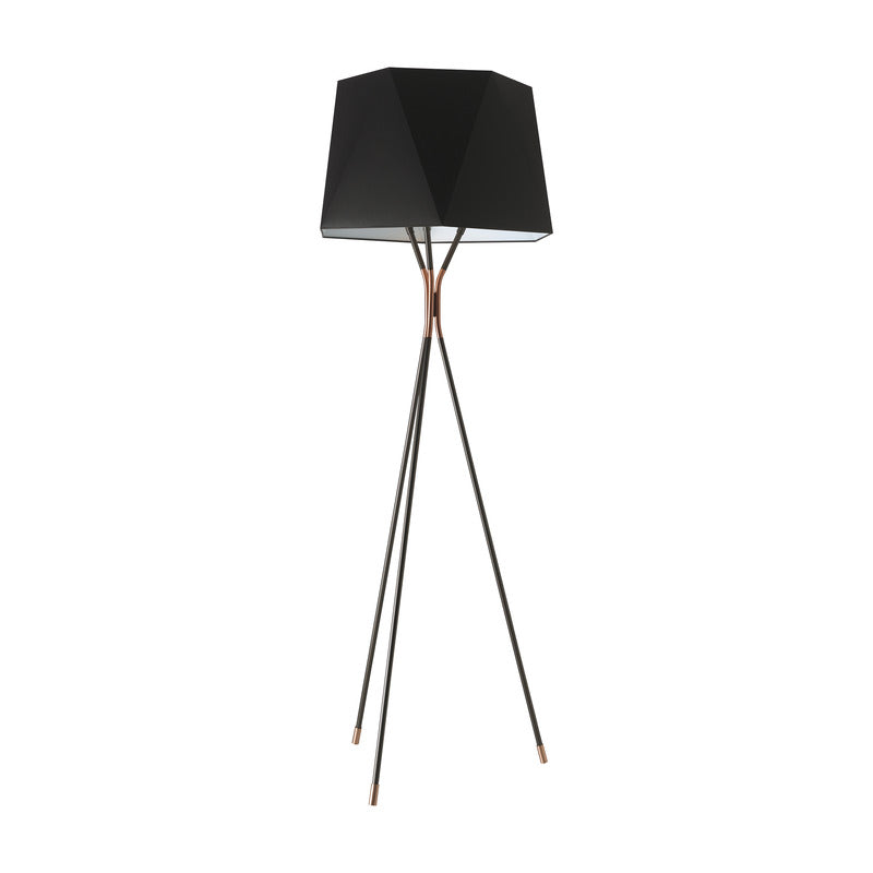 Solitaire Large Floor Lamp - Black Chinette Shade