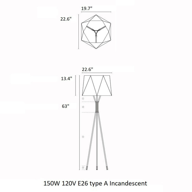 Solitaire Small Floor Lamp - White Chinette Shade