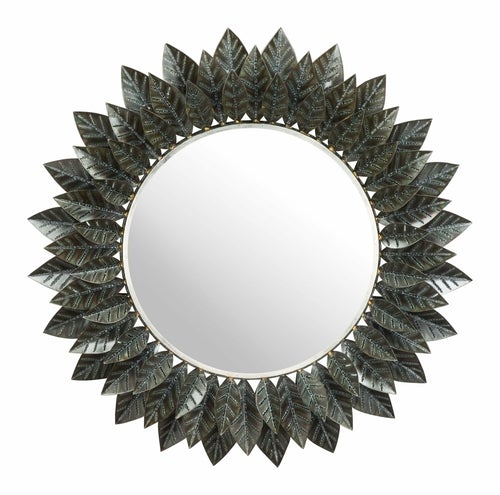 39" x 4.5" x 39" Black Iron MDF Round Mirror - Novus Decor Wall Decor