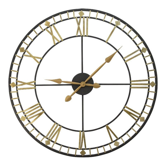 Vintage Style Metal Wall Clock w/ Black & Gold - Novus Decor Wall Decor