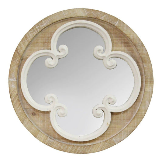Coastal Whitewash Scrollwork Wood Wall Mirror - Novus Decor Wall Decor