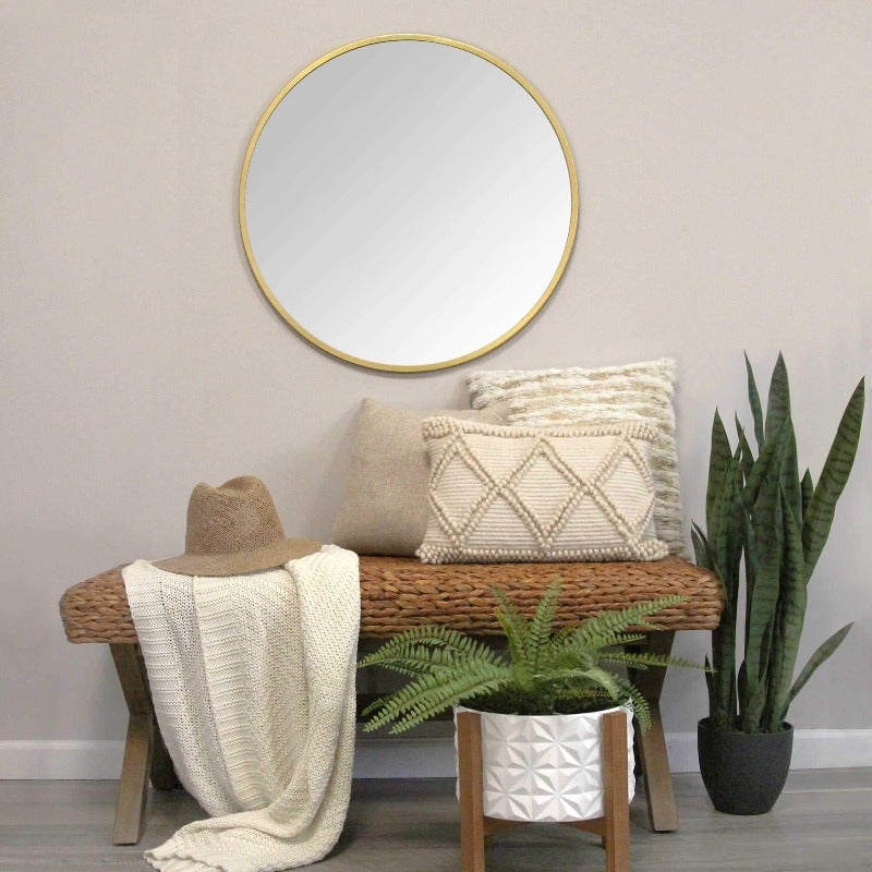 28" Aubrey Gold Metal Framed Wall Mirror - Novus Decor Wall Decor