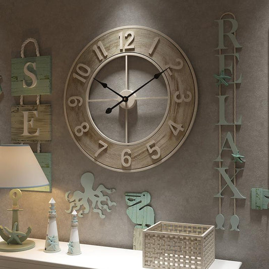 Large Grey Wheel Clock