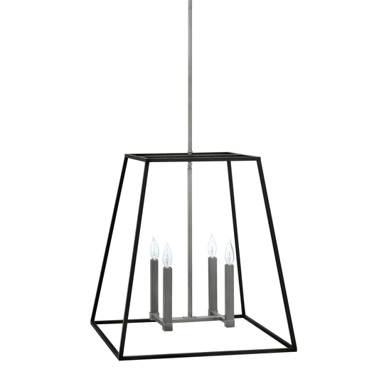 Large: 22 in width / Aged Zinc Fulton 4 Light Pendant Light OPEN BOX