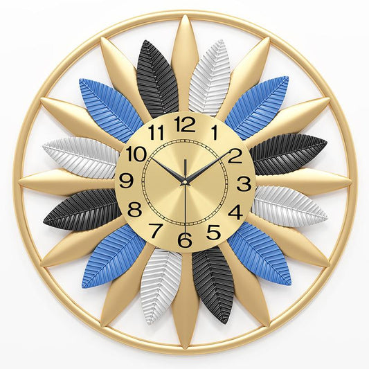 Gold Framed Leaves Decorative Wall Clock