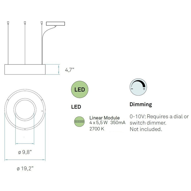 Saturnia Dimmable LED Suspension Light