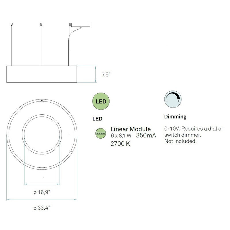 Saturnia Dimmable LED Suspension Light