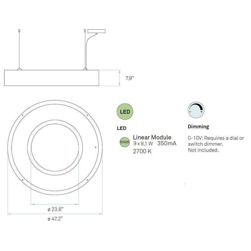 Saturnia Dimmable LED Suspension Light