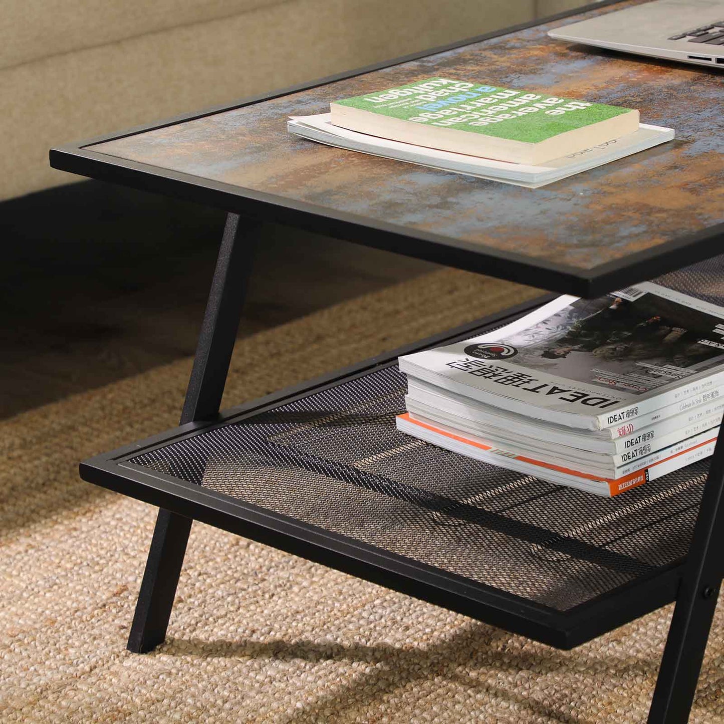 Rustic Mesh Shelf Coffee Table