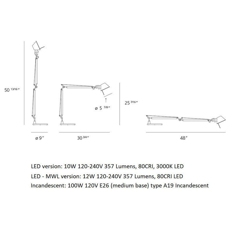 Tolomeo 9 Inch Classic Table Lamp