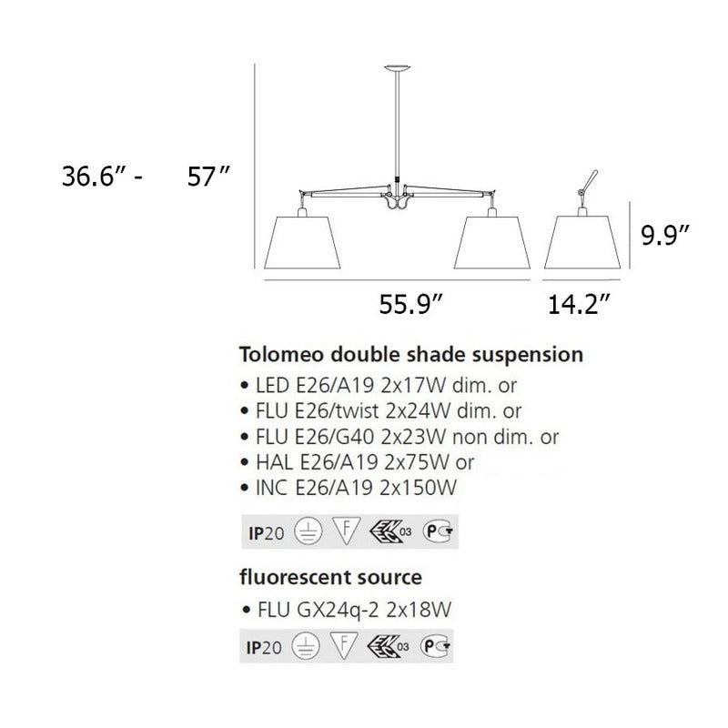 Tolomeo Double Shade Suspension