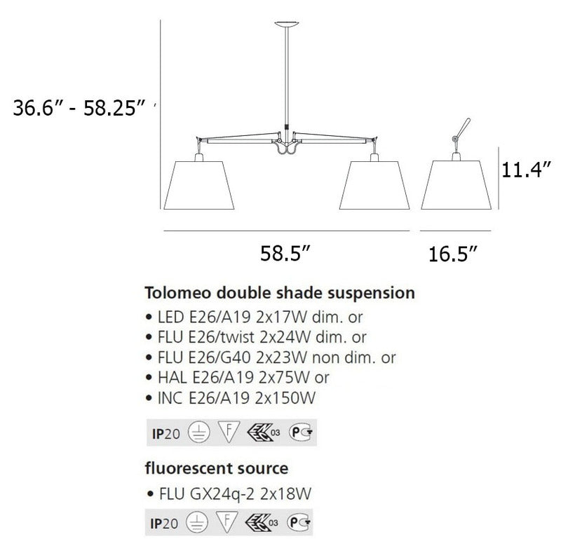 Tolomeo Double Shade Suspension