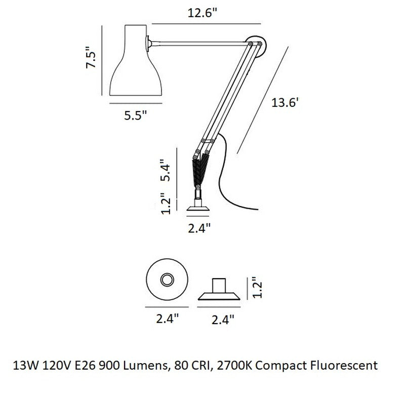 Type 75 Desk Lamp with Insert