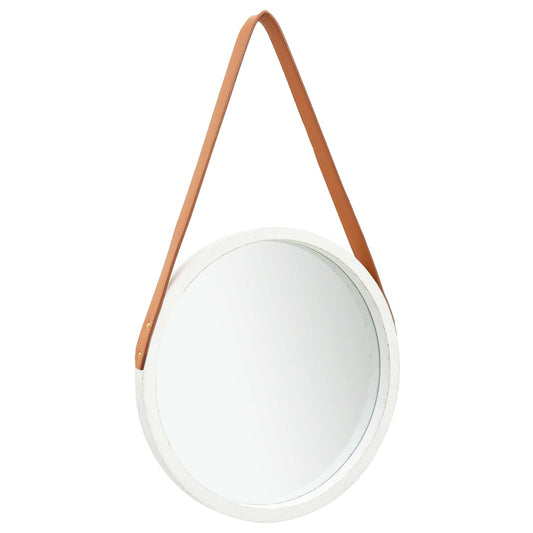 Wall Mirror with Strap 15.7" White - Novus Decor Wall Decor