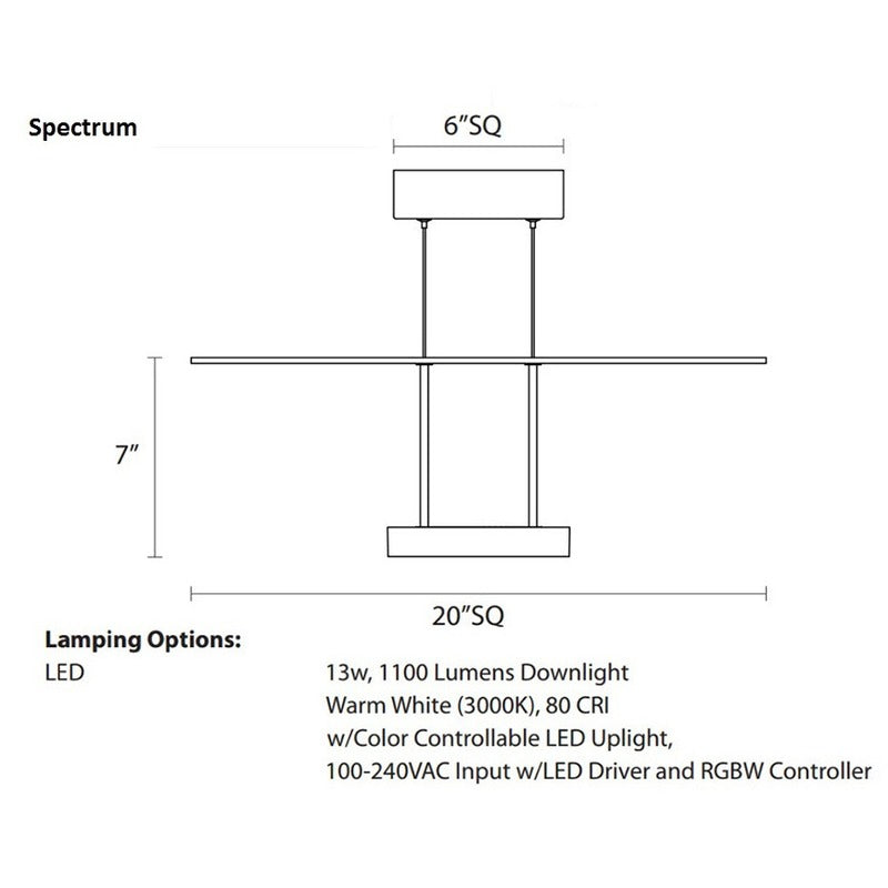 Chromaglo Square Reflector Pendant Light