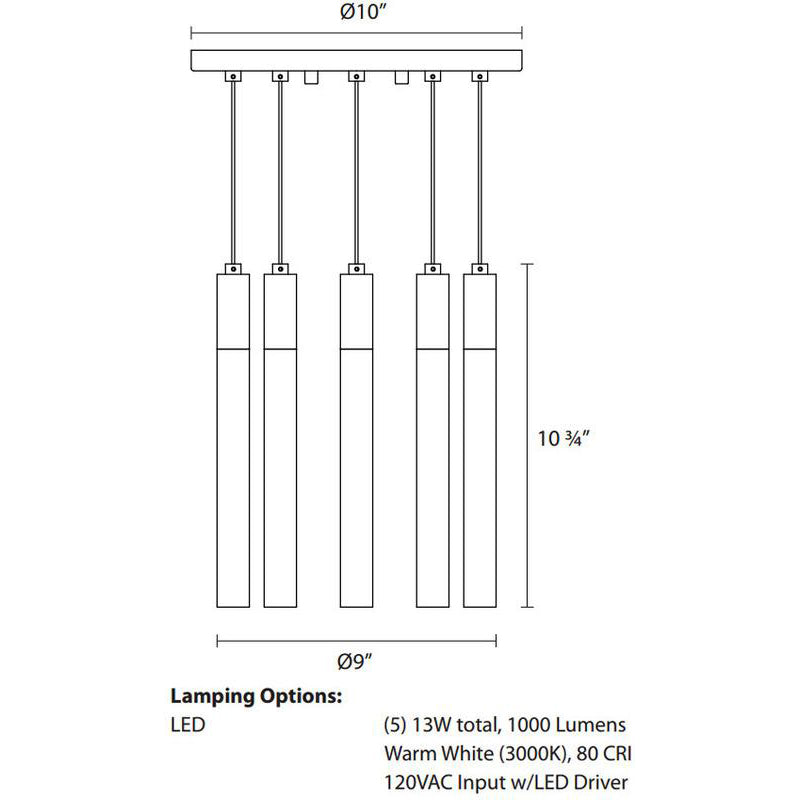 Wands Five Light Multi Pendant Light