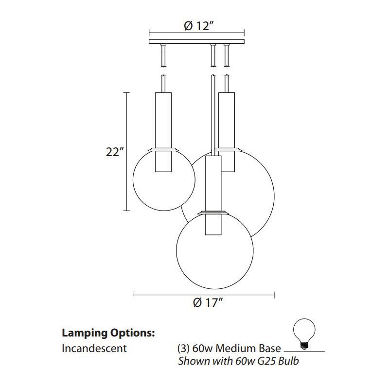 Bubbles Three Light Multi Pendant Light