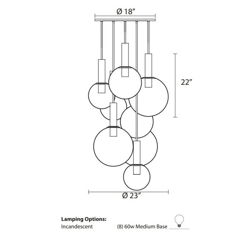 Bubbles Eight Light Multi Pendant Light