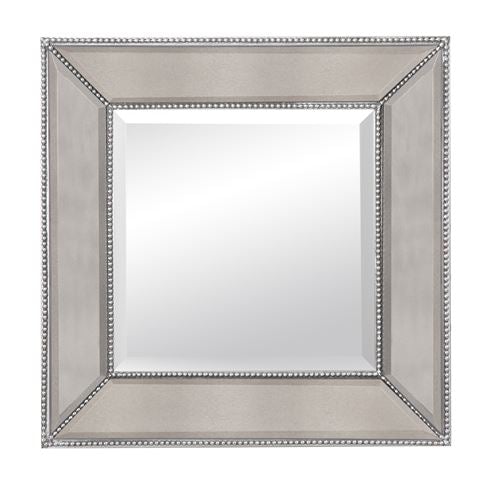 Bassett Mirror M3592BEC Beaded Wall Mirror, Silverleaf - Novus Decor Wall Decor