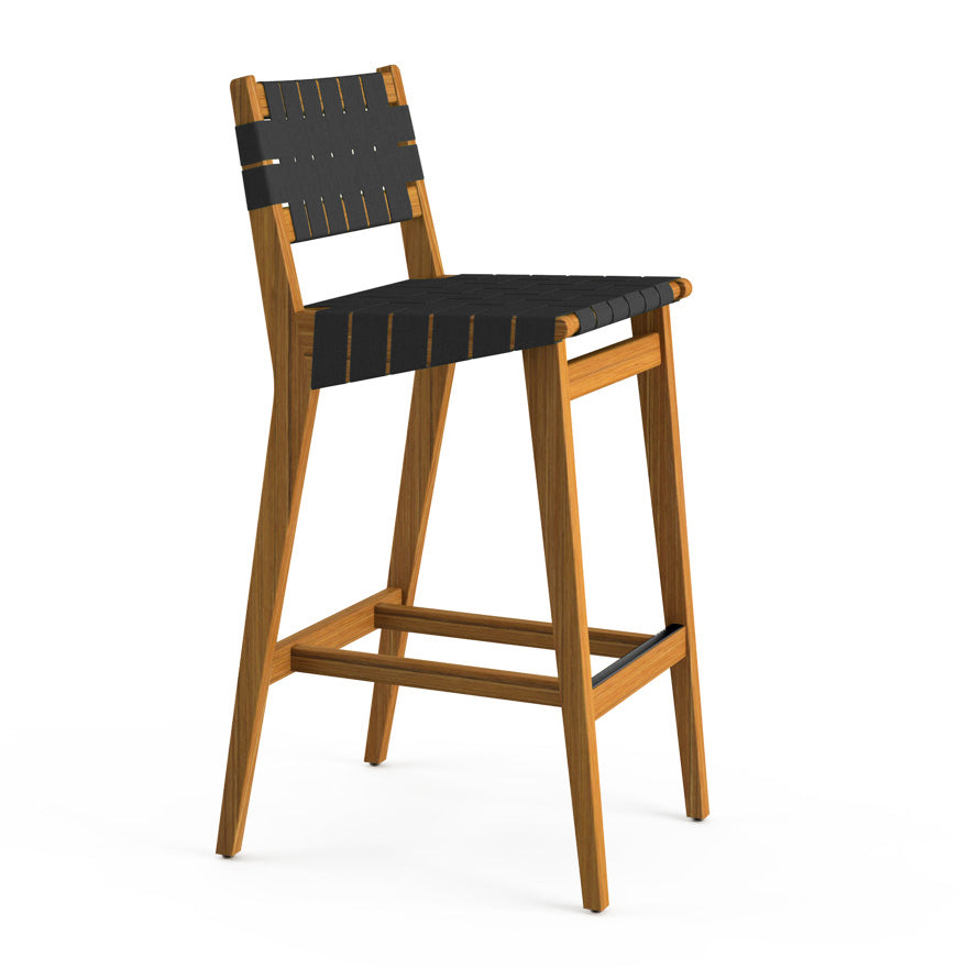 Risom Outdoor Stool with Webbed Seat and Back
