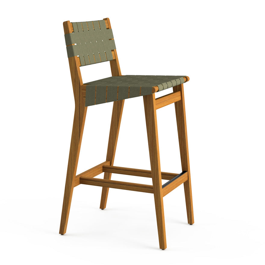 Risom Outdoor Stool with Webbed Seat and Back