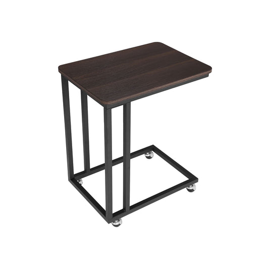 Dark Brown Side Table on Wheels