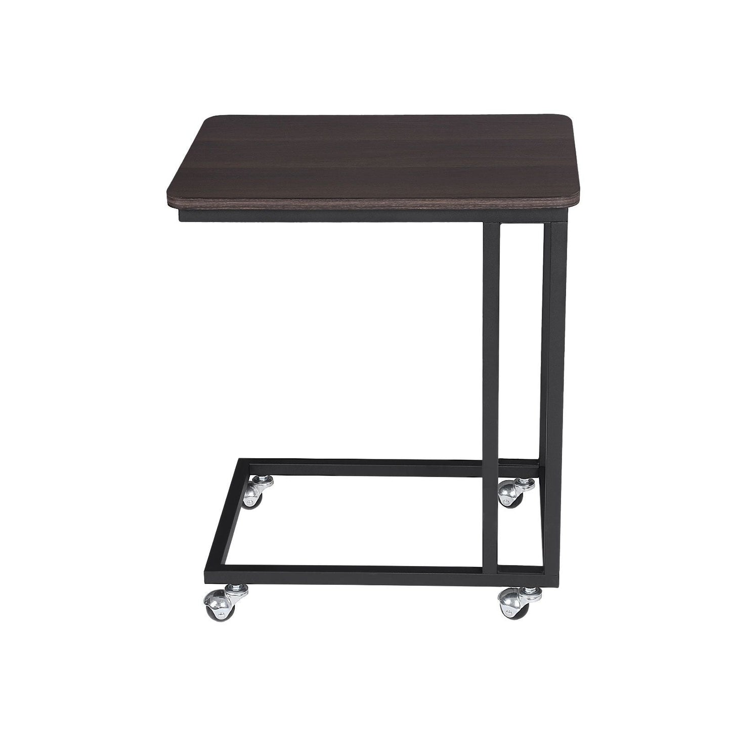 Dark Brown Side Table on Wheels