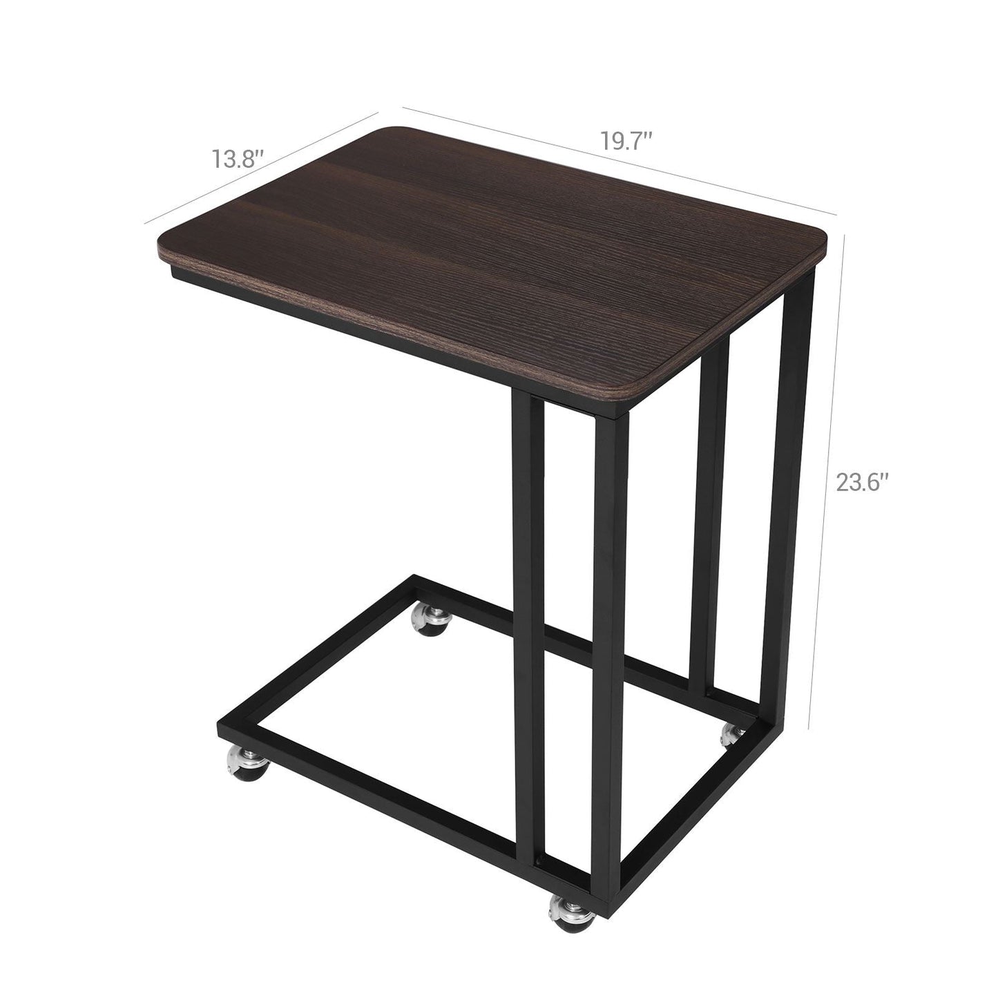 Dark Brown Side Table on Wheels