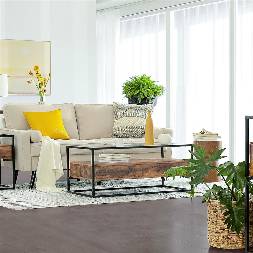 Industrial Coffee Table with 2 Drawers